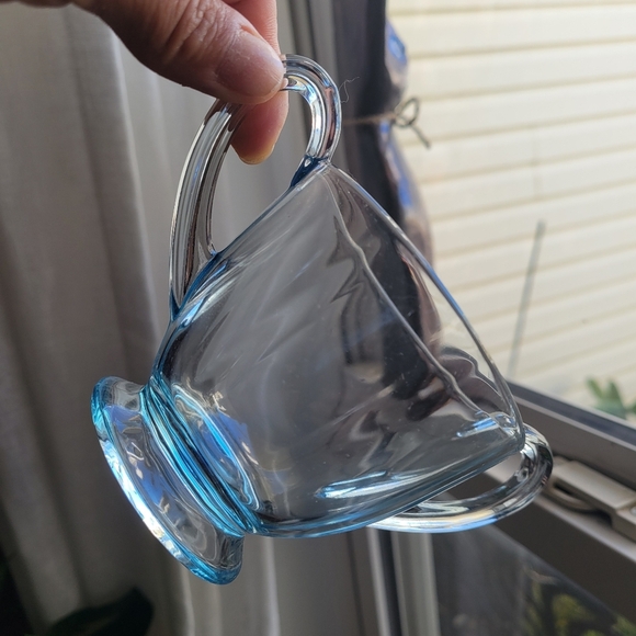 Rare Vintage Fosforia Blue Depression Glass Sugar Bowl with Lid "AS IS" - Picture 6 of 11